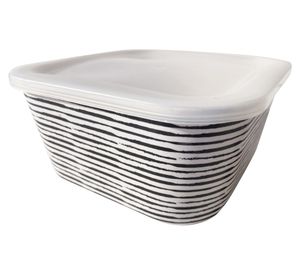 Contenedor Bio rayas blanco/negro 2 lt