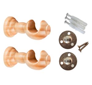 Soporte cortina simple madera 28 mm natural 2 un.
