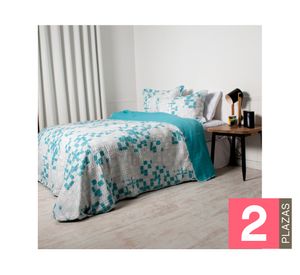 Quilt estampado diseño Luquillo 2 plazas