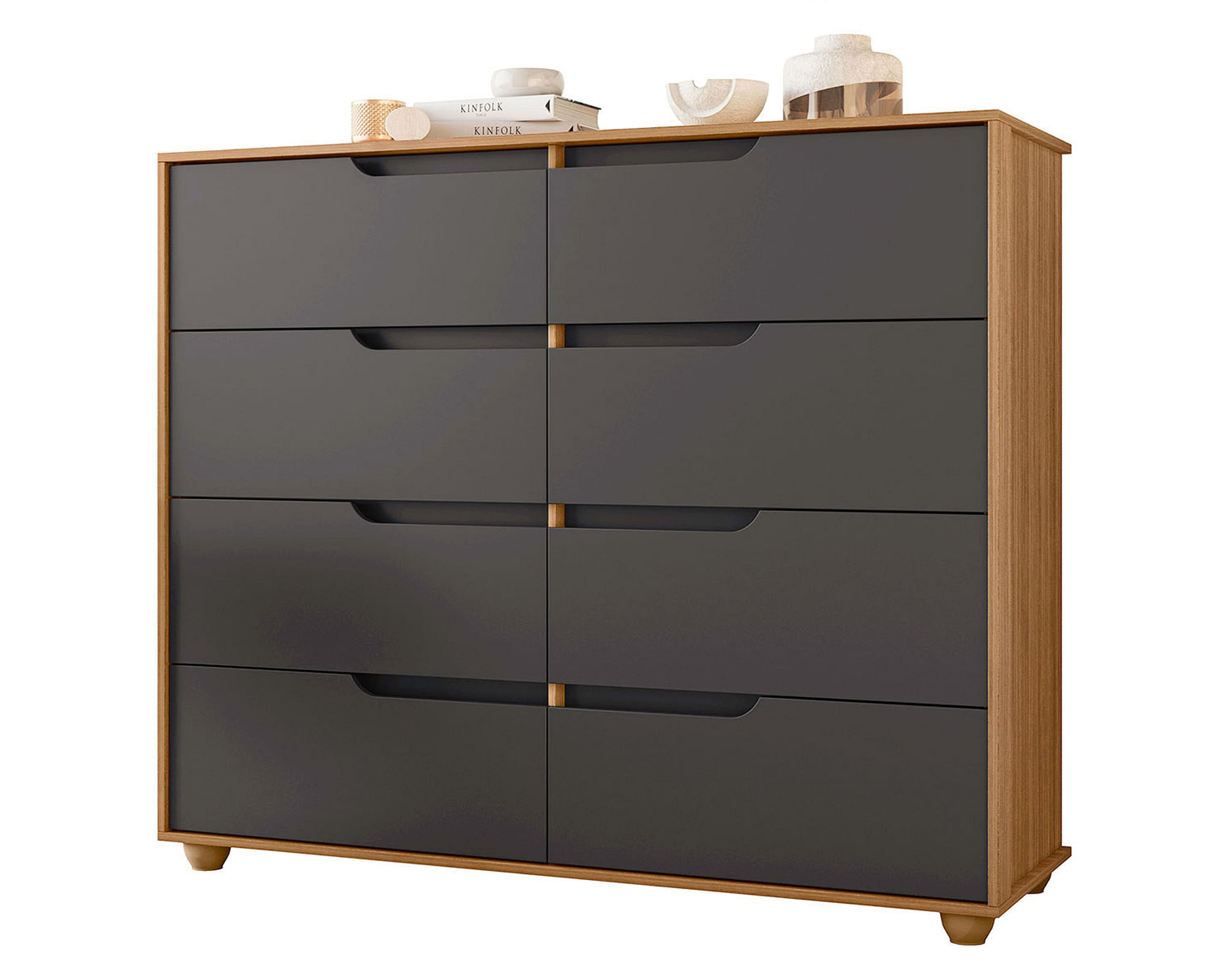VekkaHome Cómoda 8 cajones Evo gris