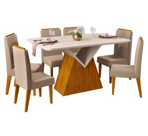 Comedor 6 sillas Argo Lia beige