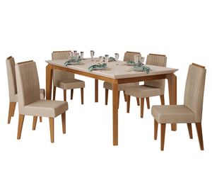Comedor 6 sillas Serena Lia blanco/beige