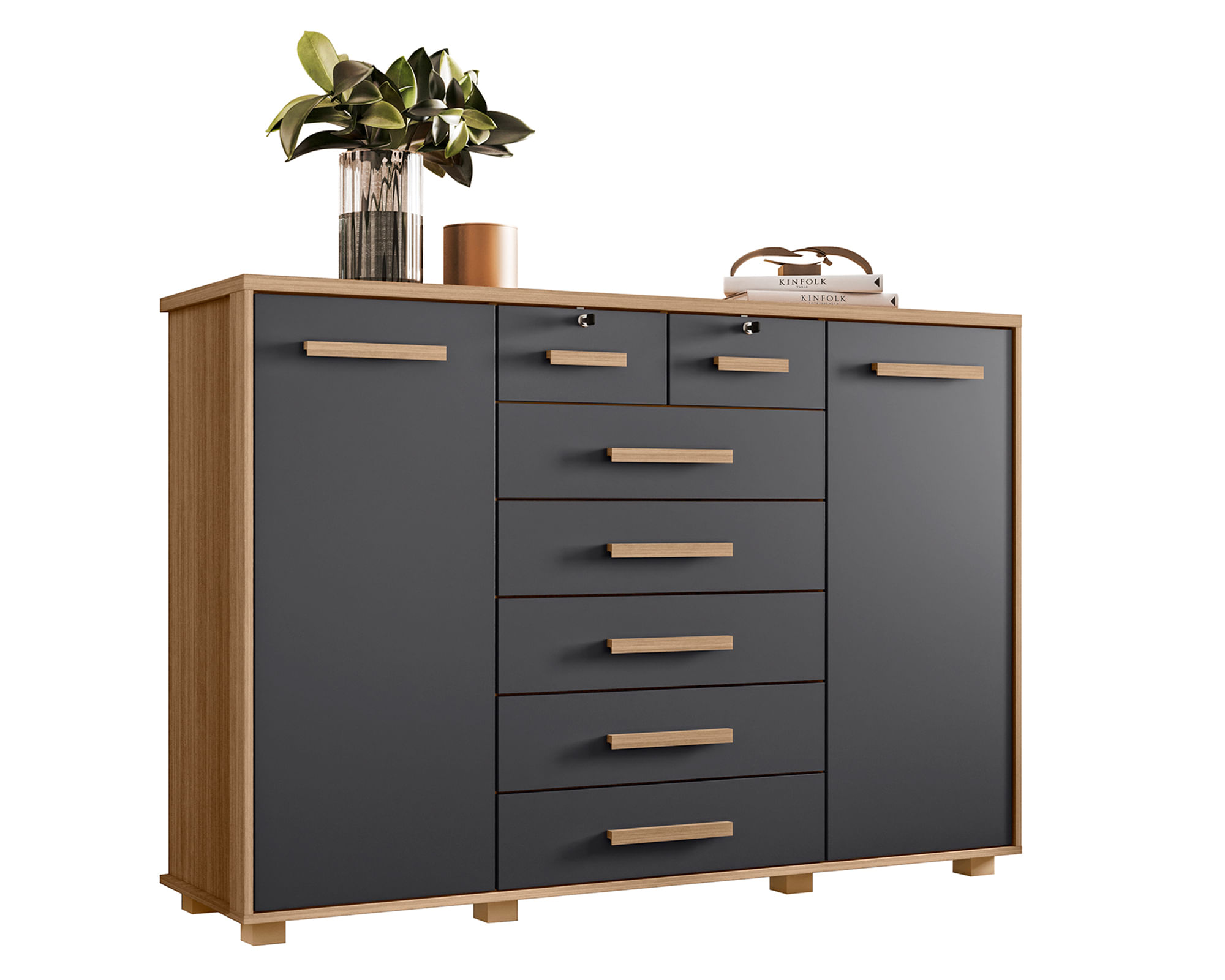 VekkaHome Cómoda 7 cajones Fontana gris