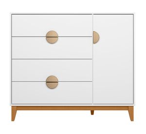 Cómoda Ipe blanco 4 cajones 1 puerta