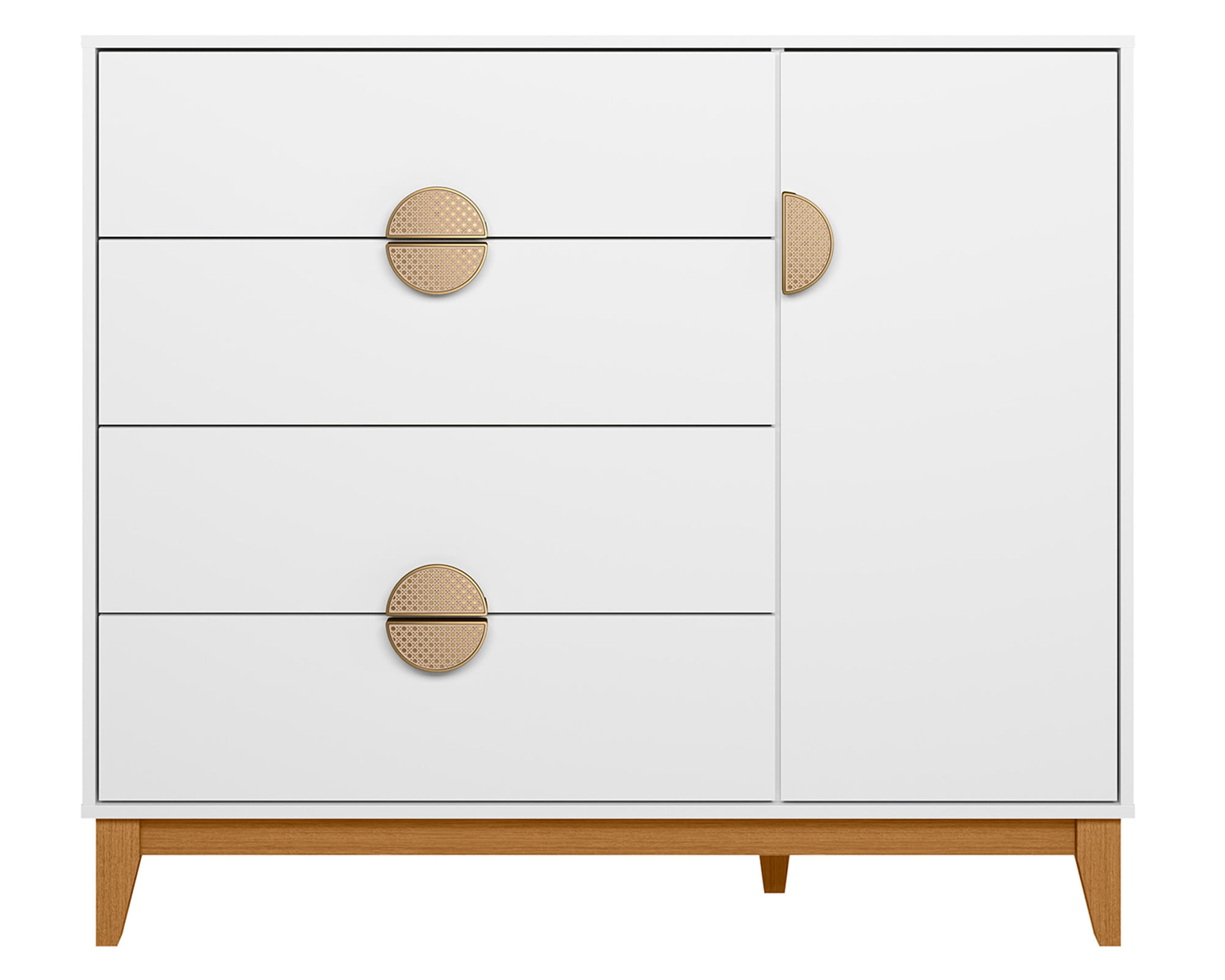 VekkaHome Cómoda Ipe blanco 4 cajones 1 puerta
