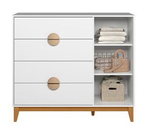 Cómoda Ipe blanco 4 cajones 1 puerta