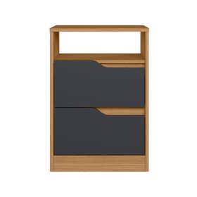 Velador Sole 2 cajones café/gris