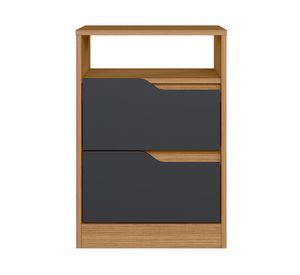 Velador Sole 2 cajones café/gris