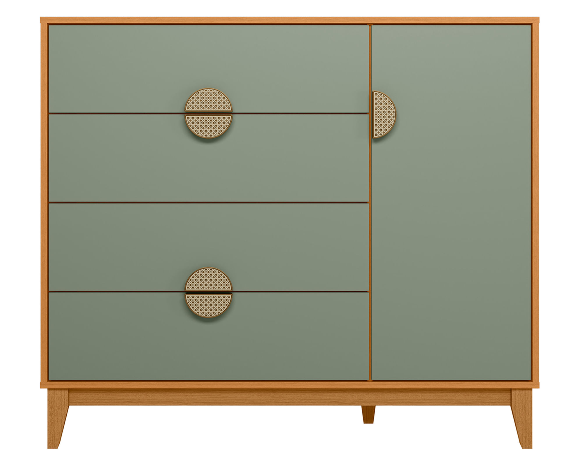 VekkaHome Cómoda Ipe café/verde 4 cajones