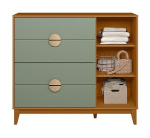 Cómoda Ipe café/verde 4 cajones