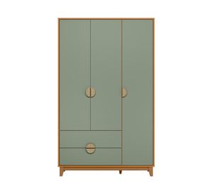 Clóset 3 puertas 2 cajones Ipe café/verde 195x120x47 cm