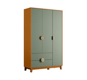 Clóset 3 puertas 2 cajones Ipe café/verde 195x120x47 cm