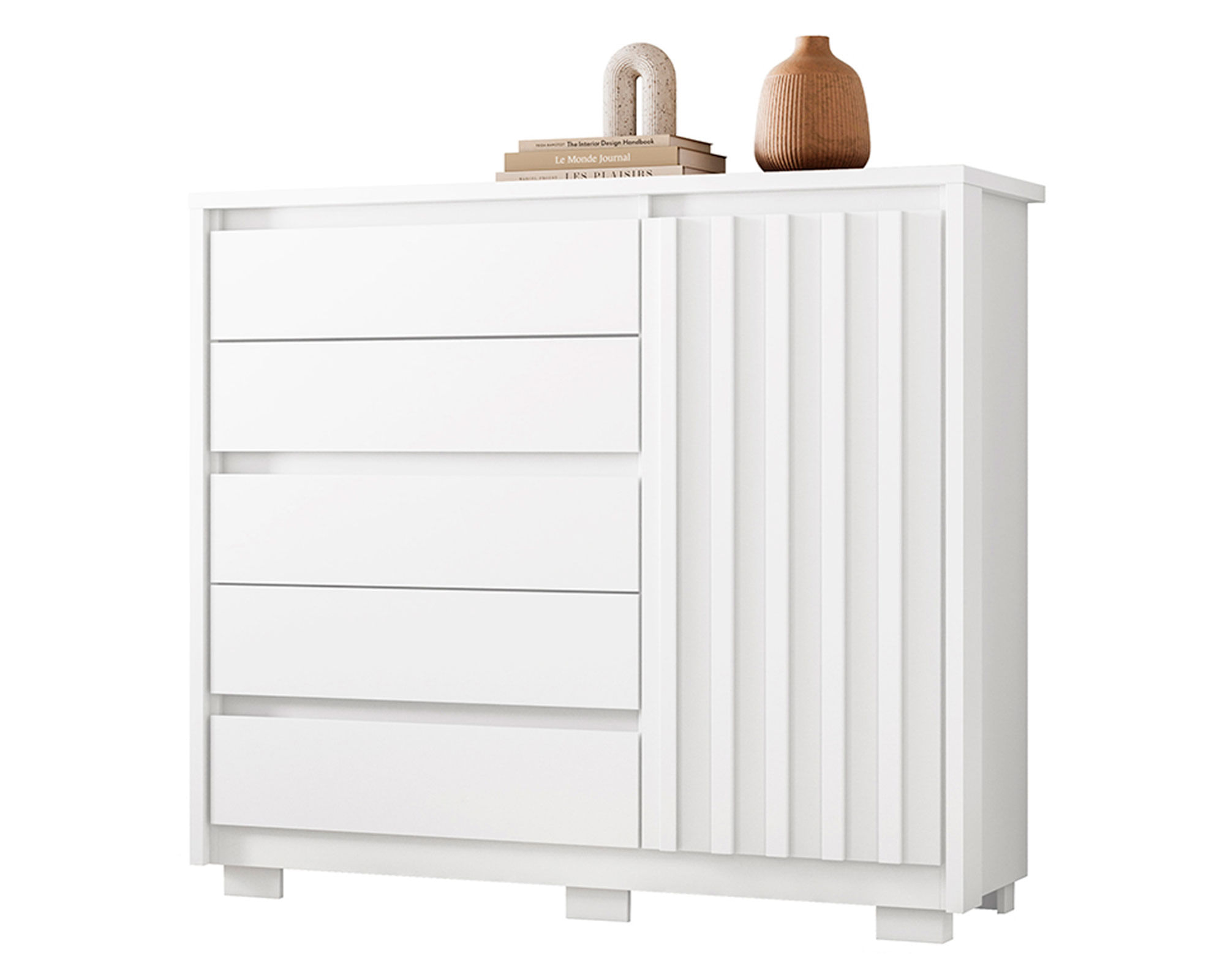 VekkaHome Zapatera Dueto 1 puerta 5 cajones blanco