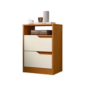 Velador Sole 2 cajones café/beige