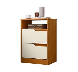 Velador Sole 2 cajones café/beige