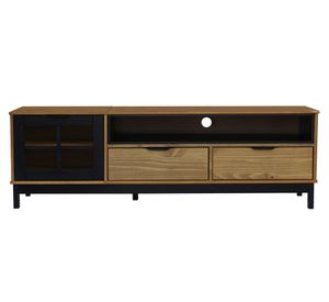 Rack TV 60" Pilar 1 puerta 2 cajones café/negro