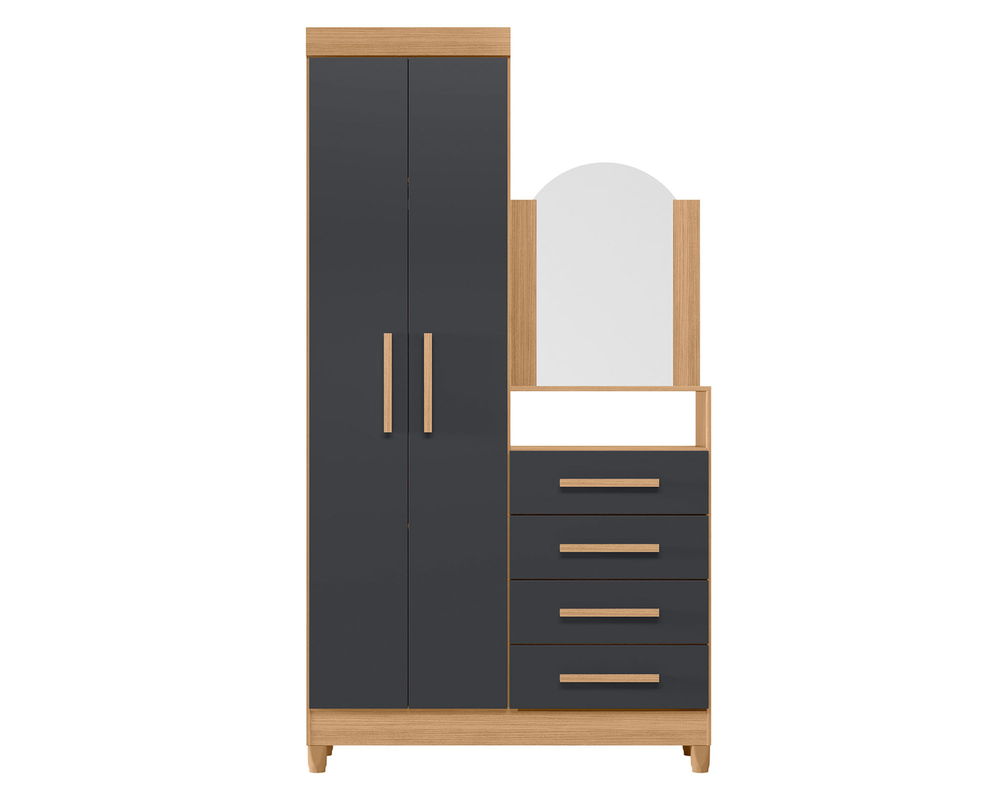 VekkaHome Cómoda Capri café/gris 4 cajones