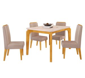 Comedor 4 sillas Rouge Lia beige 80x90x136 cm