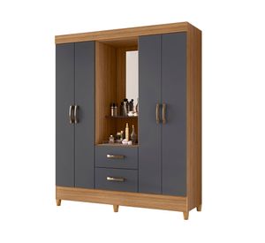 Clóset 4 puertas 2 cajones Capelina gris/café 47x225x183 cm