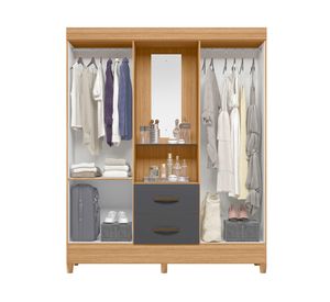 Clóset 4 puertas 2 cajones Capelina gris/café 47x225x183 cm