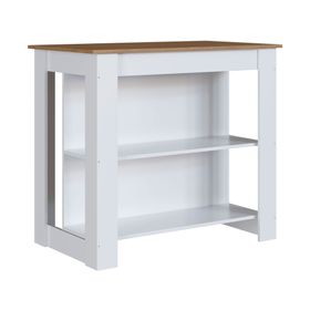 Isla cocina/comedor blanco/miel
