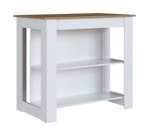 Isla cocina/comedor blanco/miel