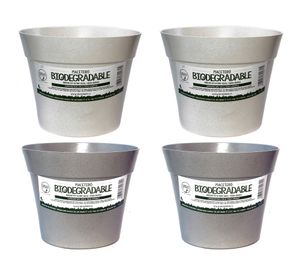 2 Macetero gris + 2 maceteros blanco Bio Bamboo Clásica