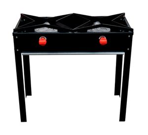 Anafe bajo 2 quemadores gas licuado negro acero