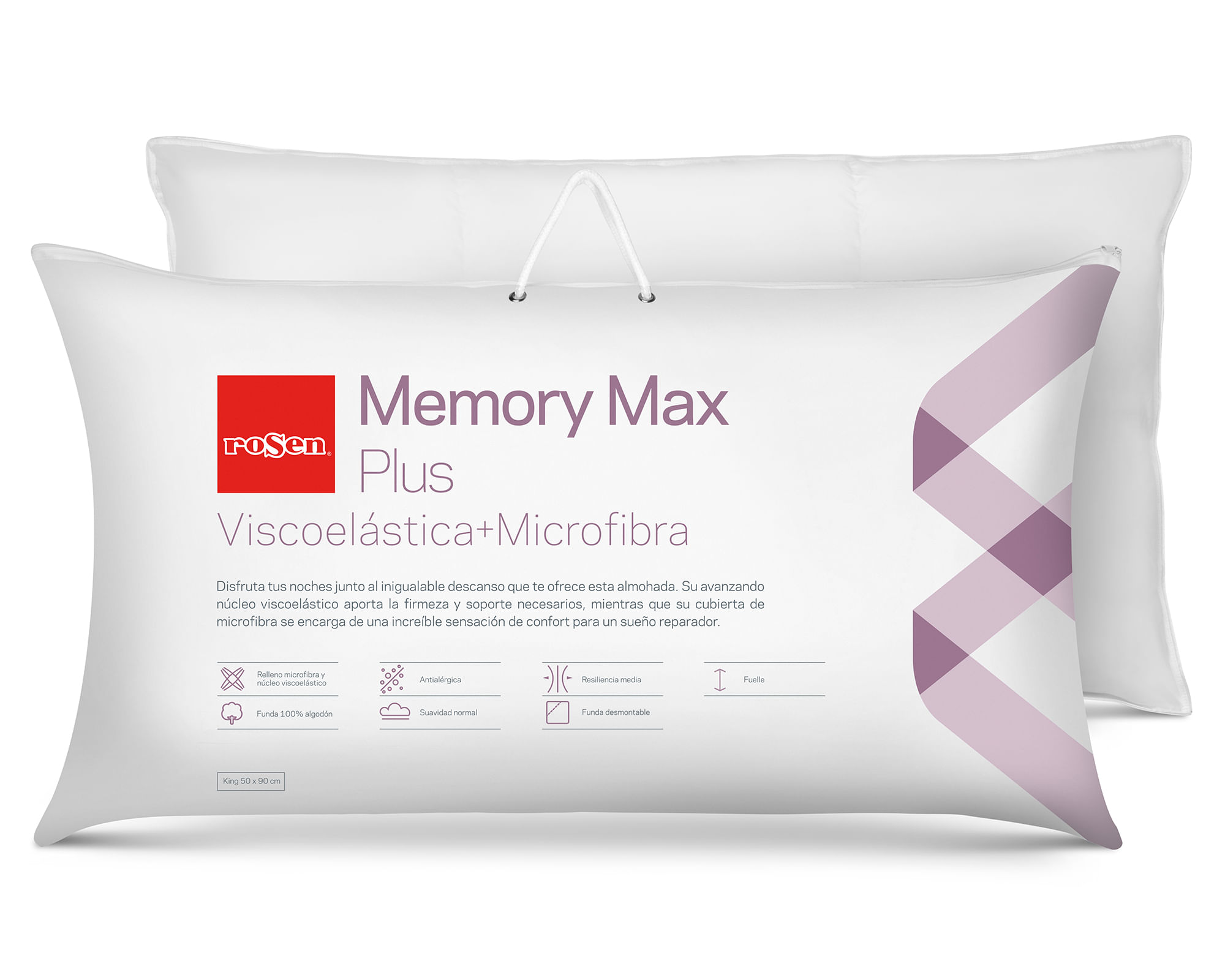 Rosen Almohada 50x90 cm Memory Max Plus blanco