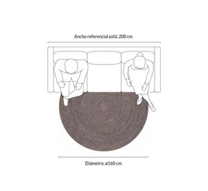 Alfombra redonda Gobi yute gris oscuro 160x160 cm