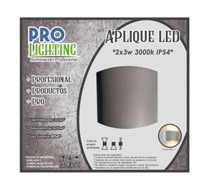 Aplique LED 2L luz cálida abatible gris Pro-Lighting
