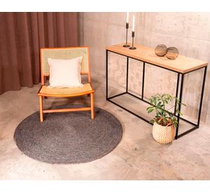 Alfombra yute 120x120 cm Gobi gris oscuro