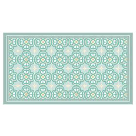 Alfombra de cocina Flor Árabe PVC turquesa 50x90 cm