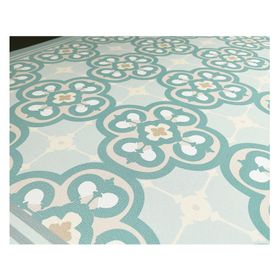 Alfombra de cocina Flor Árabe PVC turquesa 50x90 cm