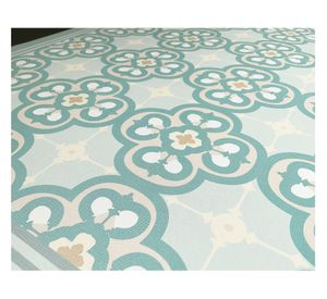 Alfombra de cocina Flor Árabe PVC turquesa 50x90 cm
