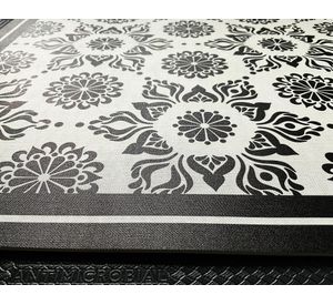 Alfombra de cocina 40x60 cm Flor Indú negro