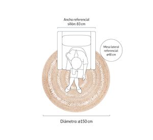 Alfombra redonda Oasis yute crudo 150x150 cm