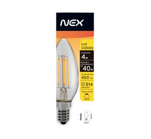 Ampolleta LED 4W E14 luz cálida vela Nex