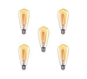 Ampolleta LED 8W E27 luz cálida Filamento 5 unidades ámbar