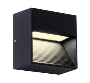 Aplique LED sobrepuesto cuadrado 3W 1L luz cálida negro