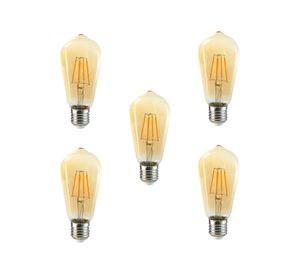 Ampolleta LED 6W E27 luz cálida Filamento 5 unidades
