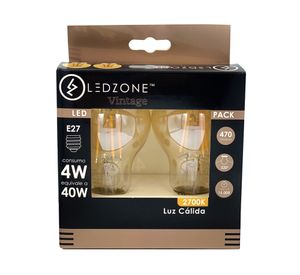 Ampolleta led BoxA60 vintage 4 W E27 luz cálida 2 un.