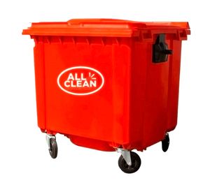 Basurero con ruedas/tapa rojo 1100 lt