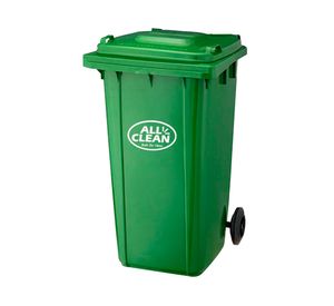 Basurero 360 lt con tapa y rueda verde