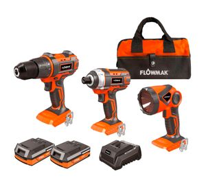 Kit taladro atornillador 13 mm + linterna 18V