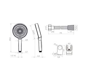 Juego de ducha Stilo negro mate 3 piezas