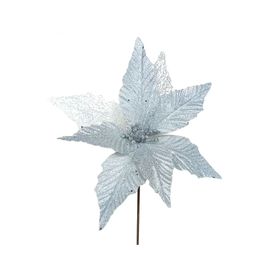 Flor navideña 33 cm Ponsettia mixta silver