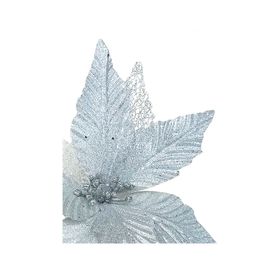 Flor navideña 33 cm Ponsettia mixta silver