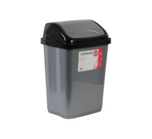 Bausero tapa vaivén 10 litros Abatible gris/negro Cotidiana