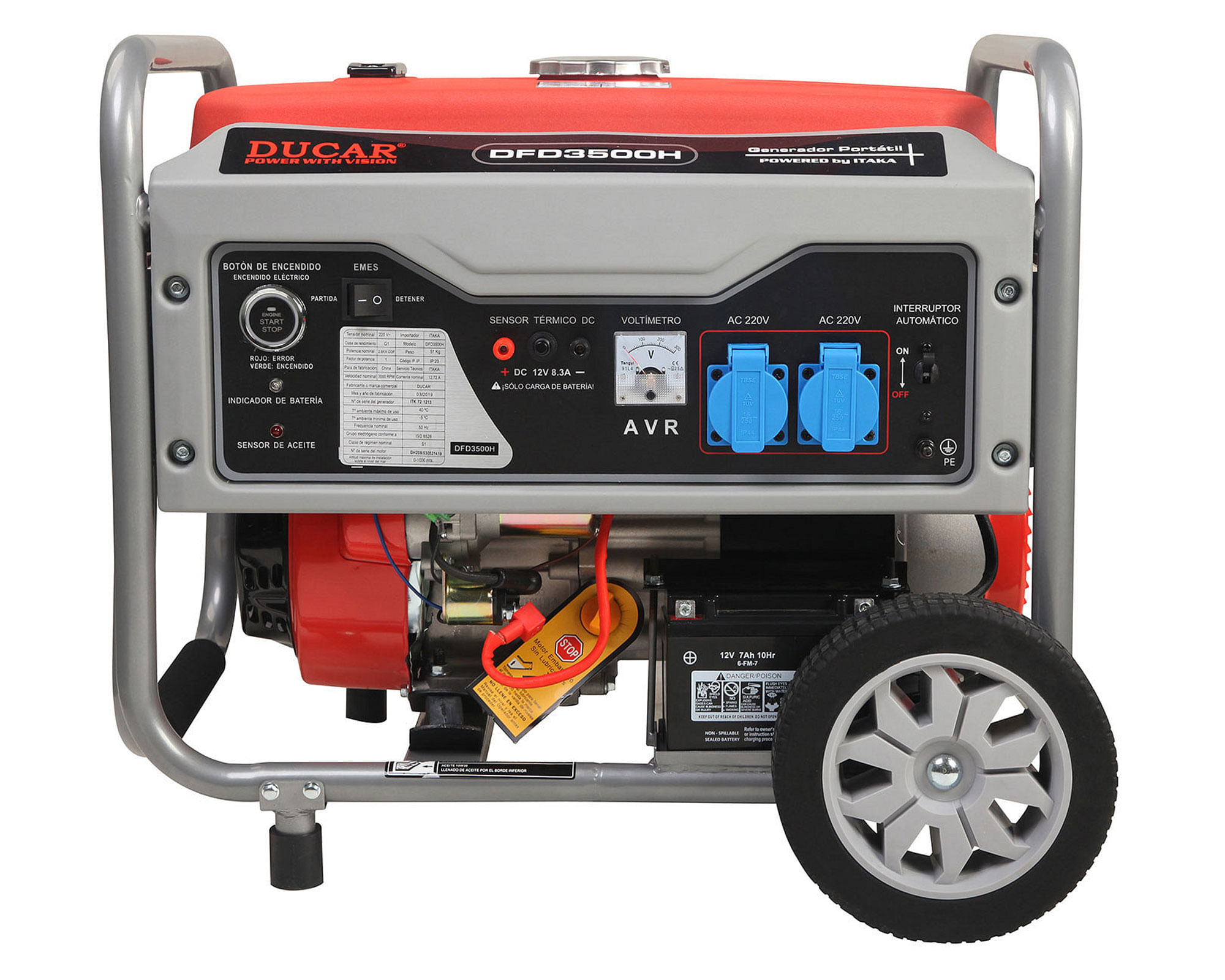 Generador a gasolina eléctrico/manual 3000W 15 lt DF3500H Ducar